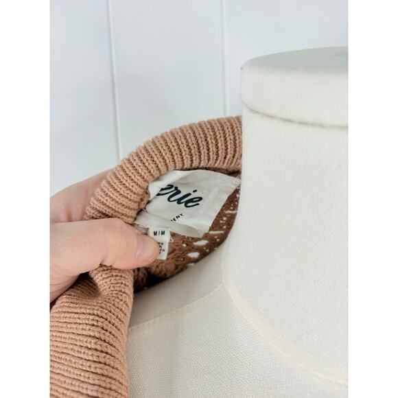 Aerie Tan Oversized Open Knit Polo Sweater Size Medium - Picture 10 of 10